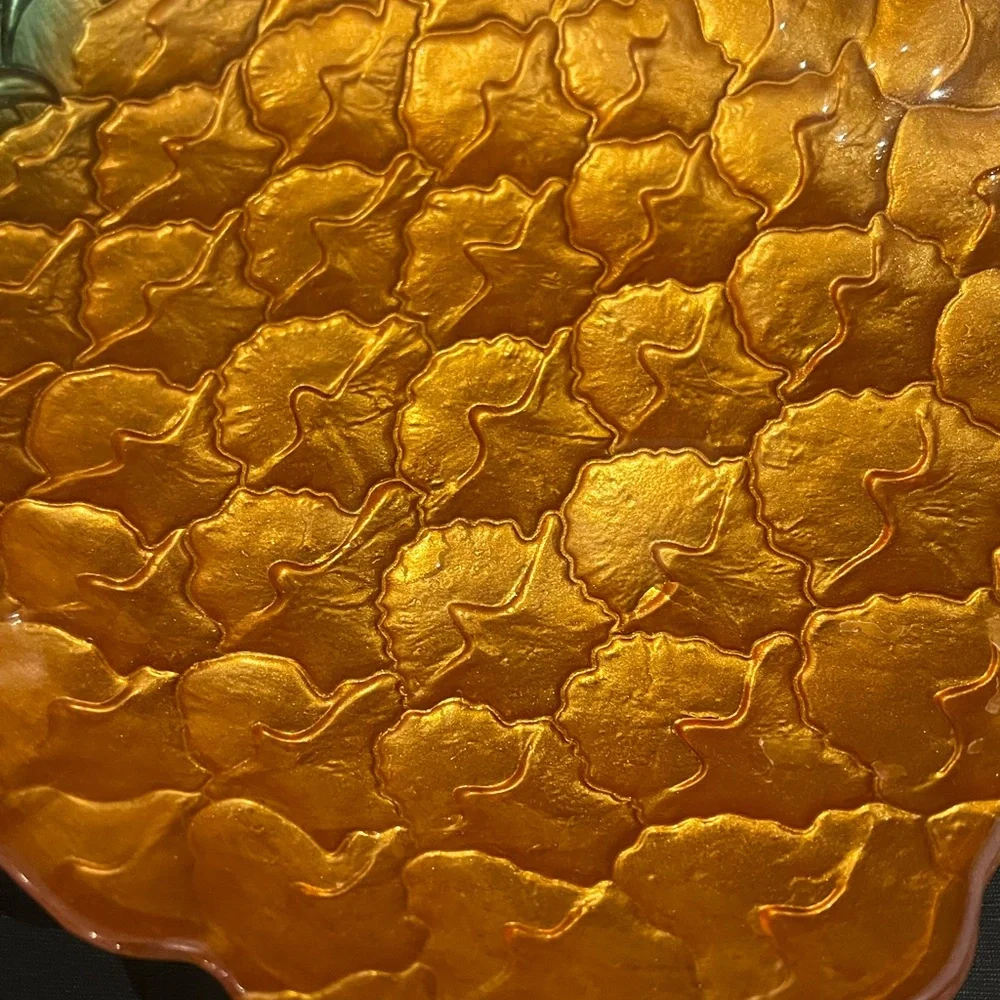 Pineapple Iridescent Art Turkish Glass Display Serving Dish 13” x 9” New